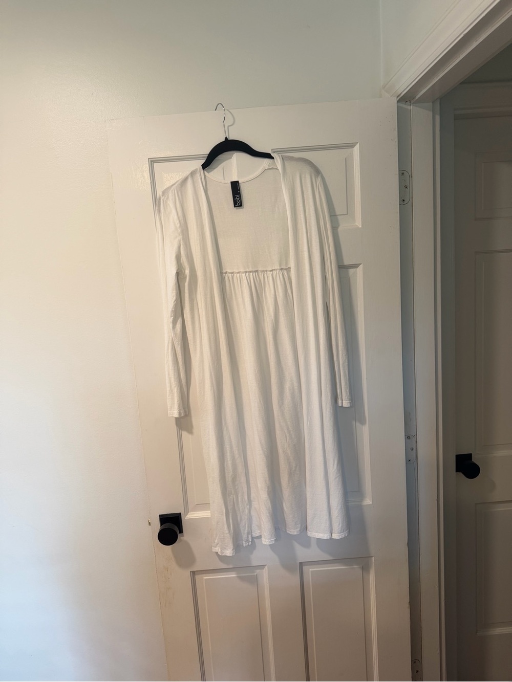 White Long Sleeve Cotton Duster